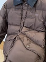Miu Miu Logo Print Leather Collar Down Jacket 1 - 图片 5
