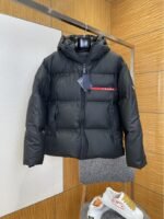 Prada Logo Hooded Down Jacket