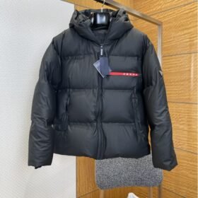 Prada Logo Hooded Down Jacket