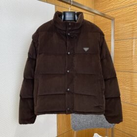 Prada letter printed badge long sleeve down jacket 1