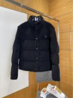 Prada letter printed badge long sleeve down jacket 2