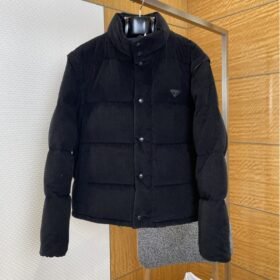 Prada letter printed badge long sleeve down jacket 2