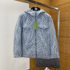 Gucci All-Over Print Zipped Denim Down Jacket
