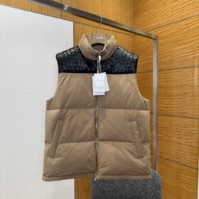 BOTTEGA VENETA Splicing genuine leather woven down vest 1