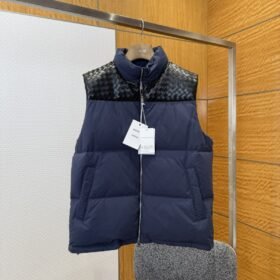 BOTTEGA VENETA Splicing genuine leather woven down vest 2