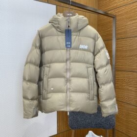 Dior Letter Print Stand Collar Hooded Quilted Down Jacket 2