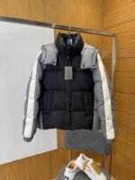 Balenciaga Color-Block Stand Collar Hooded Down Jacket