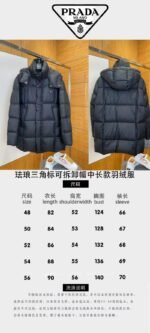 Prada Enamel Triangle Logo Detachable Hood Down Jacket - 图片 10
