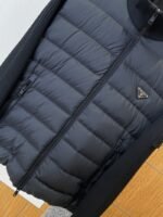 Prada Sleeve Logo Knit Panel Stand Collar Down Jacket - 图片 4