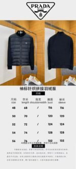 Prada Sleeve Logo Knit Panel Stand Collar Down Jacket - 图片 10