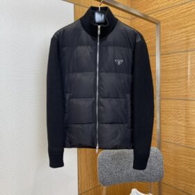 Prada Enamel Triangle Logo Letter Embroidered Down Jacket 1