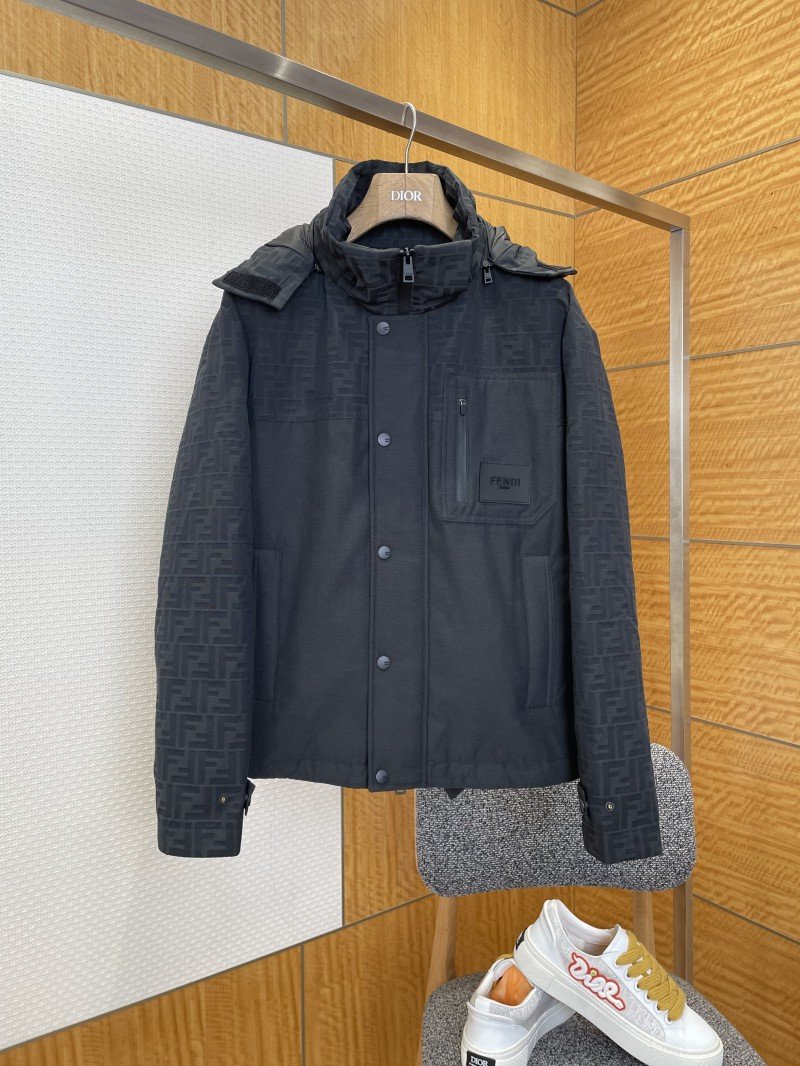 wsxc1768179534241_0.jpg Fendi Double F Print Patchwork Detachable Hood Down Jacket 2 - 图片 1