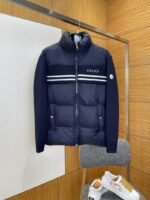 Gucci Logo Embroidered Striped Patchwork Down Jacket 1
