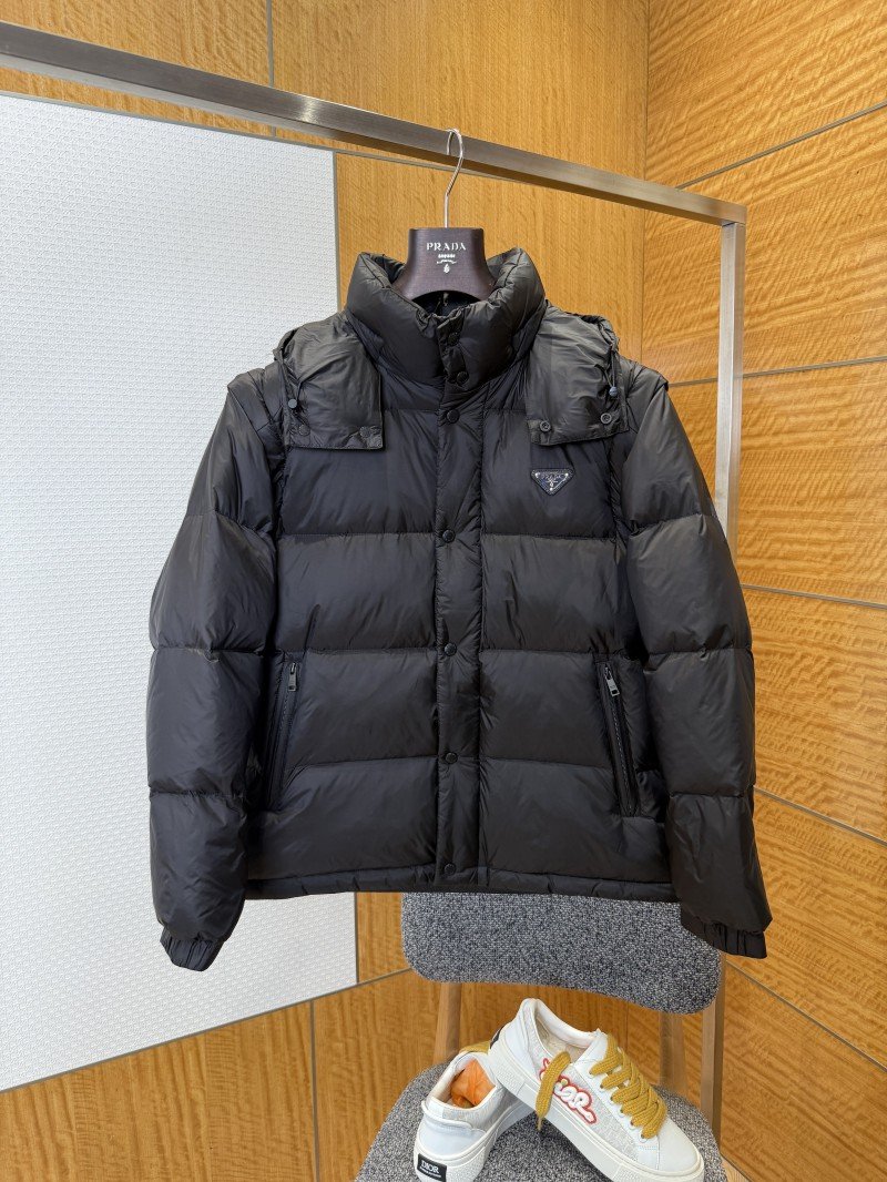 wsxc1769567117997_0.jpg Prada Triangle Logo Stand Collar Hooded Down Jacket - 图片 1