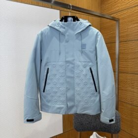 LV Solid Color Hooded Embossed Down Jacket 2