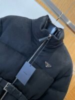 Prada Waist-Defining Belted Stand-Up Collar Down Jacket 1 - 图片 3