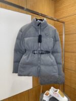 Prada Waist-Defining Belted Stand-Up Collar Down Jacket 2