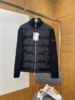 Dior All-Over Jacquard Patchwork Baseball Collar Down Jacket 1