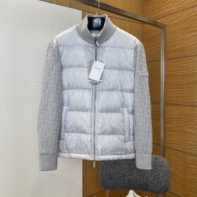 Dior All-Over Jacquard Patchwork Baseball Collar Down Jacket 2