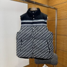 Dior Double-Faced Jacquard Stand Collar Down Vest