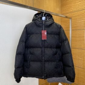 Gucci Solid Color Zipper Hooded Down Jacket