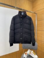 Prada Stand Collar Button-Down Down Jacket