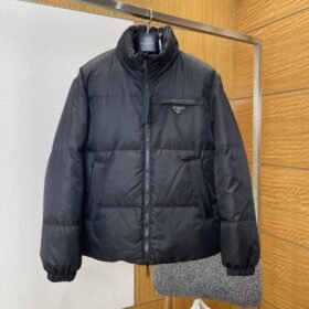 Prada Subtle Jacquard Double-Faced Stand Collar Down Jacket