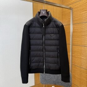 Prada Metal Triangle Patchwork Down Jacket 1
