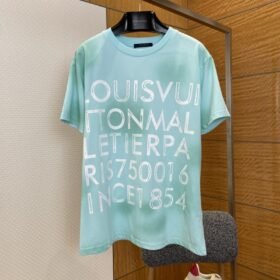 LV Tie-Dye Distressed Letter Print Short-Sleeve T-Shirt