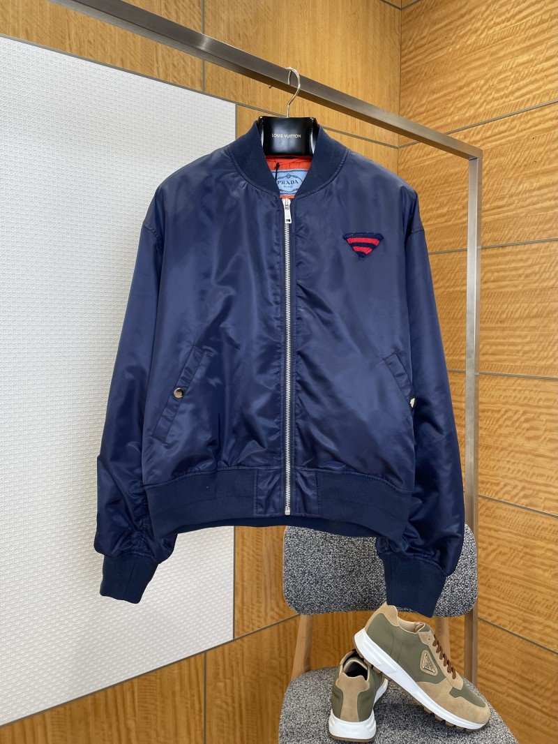 wsxc1769829670210_0.jpg Prada Knit Triangle Label Stand Collar Cotton Jacket - 图片 1