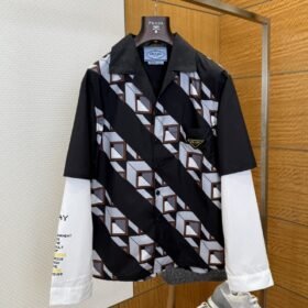 Prada Patchwork Print Fake Two-Piece Shirt 1