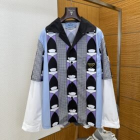 Prada Patchwork Print Fake Two-Piece Shirt 2