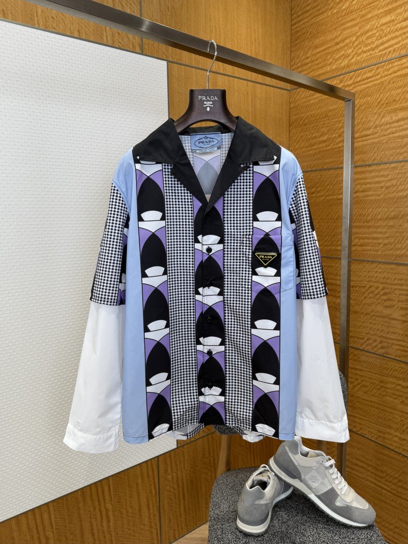 wsxc1769830892237_0.jpg Prada Patchwork Print Fake Two-Piece Shirt 2 - 图片 1