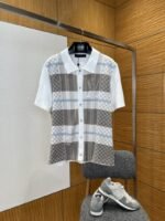 LV Check Jacquard Knit Short-Sleeve Shirt