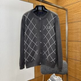 LV Pearl-Embellished Diamond-Quilted Knit Jacket