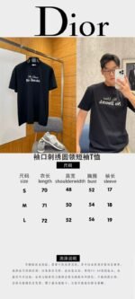 Dior Letter Embroidered Crew Neck Short Sleeve T-Shirt 1 - 图片 10
