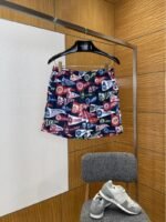 LV Emblem All-Over Print Drawstring Casual Shorts
