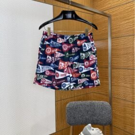 LV Emblem All-Over Print Drawstring Casual Shorts
