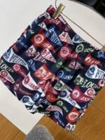 LV Emblem All-Over Print Drawstring Casual Shorts - 图片 3