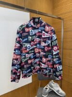 LV Long-Sleeve Stand Collar All-Over Print Jacket
