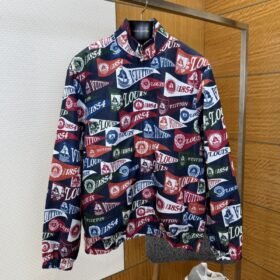 LV Long-Sleeve Stand Collar All-Over Print Jacket