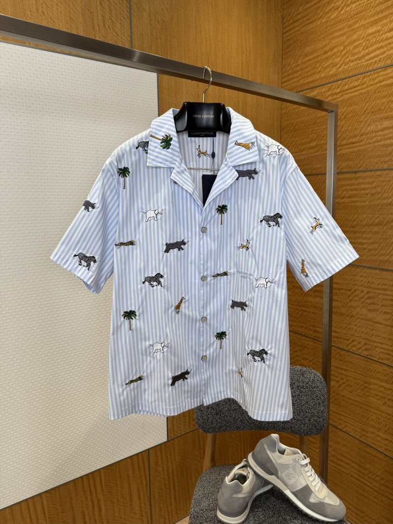 wsxc1773026101697_0.jpg LV Animal Embroidered Striped Short-Sleeve Shirt - 图片 1