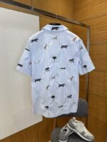 LV Animal Embroidered Striped Short-Sleeve Shirt - 图片 2