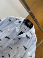 LV Animal Embroidered Striped Short-Sleeve Shirt - 图片 3