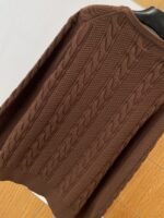 LV Leather Label Cable-Knit Crewneck Sweater - 图片 7