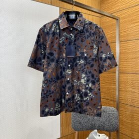 LV Floral Camouflage Print Short-Sleeve Shirt