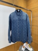 LV Full-Print Lapel Single-Button Denim Shirt 2