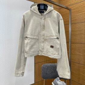 Balenciaga Cropped Hooded Denim Jacket