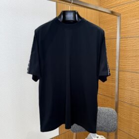 Balenciaga Plain Knit Striped Crew Neck T-Shirt 1