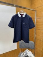 Gucci Double G Subtle Pattern Lapel Short-Sleeve Polo Shirt 1